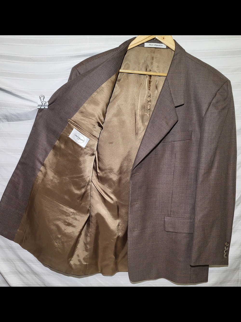 Karl Lagerfeld 100% Wool Brown Sport Coat with Satin Lining